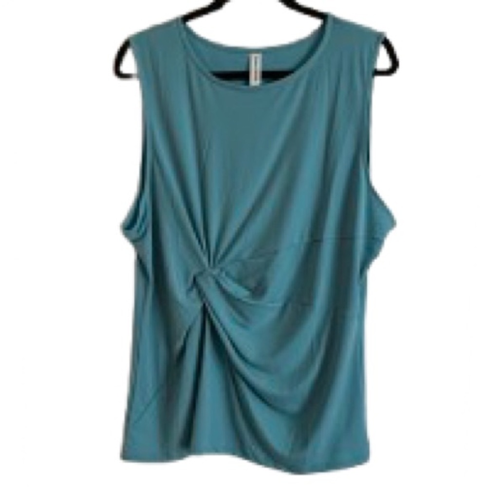 Zenana Outfitters Teal Twist-Front Sleeveless Tank - Size 2X